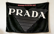 Prada Classic Logo Print Flannel Throw Blanket Black White Luxury Sofa Cover Blanket IMG_2833